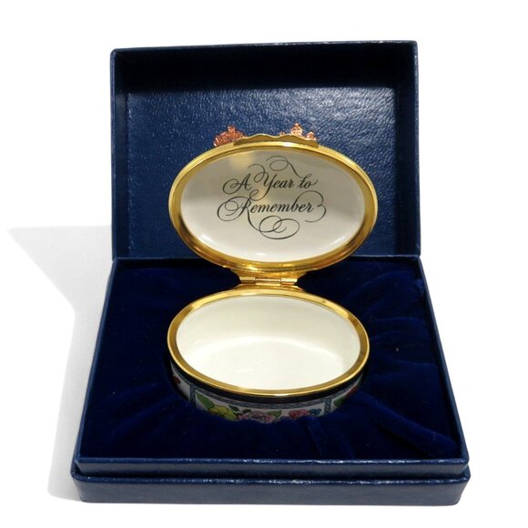 1983 A Year To Remember HALCYON DAYS Enamel Trinket Box and Presentation Case - Picture 7 of 11